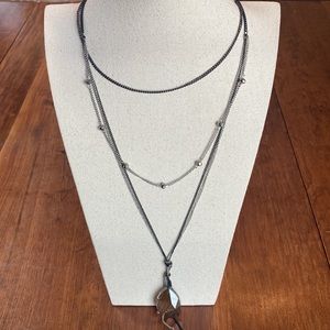 Express Black & Silver Long Necklace